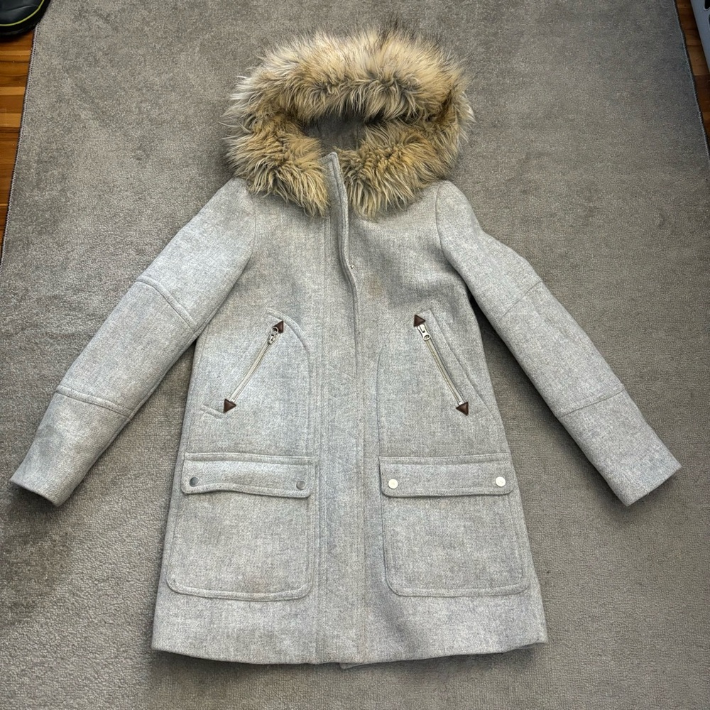 J. Crew Wool Hooded Stadium Cloth Nello Gori Wool Jacket Coat Women’s - Picture 2 of 8